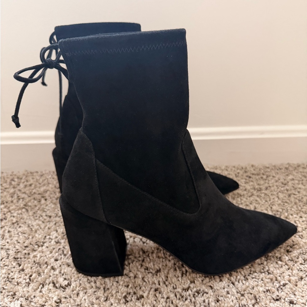 NWT Stuart Weitzman Avenue 85 City Block Booties Suede Size 11.5 Black - Picture 9 of 15